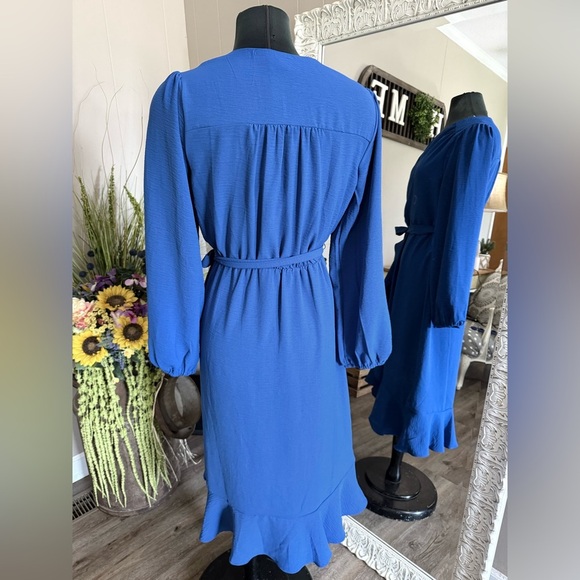 Luxology • Ruffle Faux Wrap Midi Dress - Picture 6 of 8